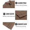 imageCOOFANDY Mens Cotton Polo Shirts Long Sleeve Casual Collared Shirt Classic Golf T ShirtKhaki