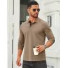 imageCOOFANDY Mens Cotton Polo Shirts Long Sleeve Casual Collared Shirt Classic Golf T ShirtKhaki