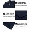 imageCOOFANDY Mens Cotton Polo Shirts Long Sleeve Casual Collared Shirt Classic Golf T ShirtNavy Blue