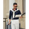 imageCOOFANDY Mens Cotton Polo Shirts Long Sleeve Casual Collared Shirt Classic Golf T ShirtNavy Blue