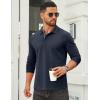 imageCOOFANDY Mens Cotton Polo Shirts Long Sleeve Casual Collared Shirt Classic Golf T ShirtNavy Blue