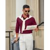imageCOOFANDY Mens Cotton Polo Shirts Long Sleeve Casual Collared Shirt Classic Golf T ShirtWine Red
