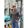 imageCOOFANDY Mens Crew Neck TShirt Long Sleeve Casual Pullover Tees Soft Stretch Basic Tee ShirtsDark Grey