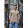 imageCOOFANDY Mens Crew Neck TShirt Long Sleeve Casual Pullover Tees Soft Stretch Basic Tee ShirtsKhaki