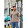 imageCOOFANDY Mens Crew Neck TShirt Long Sleeve Casual Pullover Tees Soft Stretch Basic Tee ShirtsKhaki