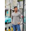 imageCOOFANDY Mens Crew Neck TShirt Long Sleeve Casual Pullover Tees Soft Stretch Basic Tee ShirtsLight Grey