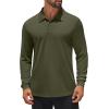 imageCOOFANDY Mens Long Sleeve Polo Shirts Quick Dry Moisture Wicking Lightweight Golf Shirts Casual Collared ShirtArmy Green