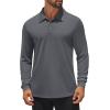 imageCOOFANDY Mens Long Sleeve Polo Shirts Quick Dry Moisture Wicking Lightweight Golf Shirts Casual Collared ShirtDark Grey