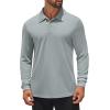 imageCOOFANDY Mens Long Sleeve Polo Shirts Quick Dry Moisture Wicking Lightweight Golf Shirts Casual Collared ShirtLight Grey