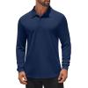 imageCOOFANDY Mens Long Sleeve Polo Shirts Quick Dry Moisture Wicking Lightweight Golf Shirts Casual Collared ShirtNavy Blue