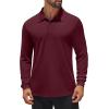 imageCOOFANDY Mens Long Sleeve Polo Shirts Quick Dry Moisture Wicking Lightweight Golf Shirts Casual Collared ShirtWine Red