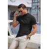 imageCOOFANDY Mens Mock Turtleneck Sweater Short Sleeve Casual Dress Sweater Slim Fit Pullover Basic Knit TeeAll Black