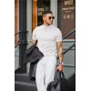 imageCOOFANDY Mens Mock Turtleneck Sweater Short Sleeve Casual Dress Sweater Slim Fit Pullover Basic Knit TeeAll White