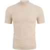 imageCOOFANDY Mens Mock Turtleneck Sweater Short Sleeve Casual Dress Sweater Slim Fit Pullover Basic Knit TeeApricot