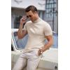 imageCOOFANDY Mens Mock Turtleneck Sweater Short Sleeve Casual Dress Sweater Slim Fit Pullover Basic Knit TeeApricot