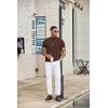 imageCOOFANDY Mens Mock Turtleneck Sweater Short Sleeve Casual Dress Sweater Slim Fit Pullover Basic Knit TeeBrown