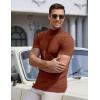 imageCOOFANDY Mens Mock Turtleneck Sweater Short Sleeve Casual Dress Sweater Slim Fit Pullover Basic Knit TeeCaramel