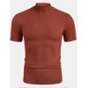 imageCOOFANDY Mens Mock Turtleneck Sweater Short Sleeve Casual Dress Sweater Slim Fit Pullover Basic Knit TeeCaramel