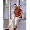 imageCOOFANDY Mens Mock Turtleneck Sweater Short Sleeve Casual Dress Sweater Slim Fit Pullover Basic Knit TeeCaramel