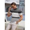 imageCOOFANDY Mens Mock Turtleneck Sweater Short Sleeve Casual Dress Sweater Slim Fit Pullover Basic Knit TeeGray Stripe