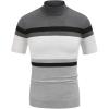 imageCOOFANDY Mens Mock Turtleneck Sweater Short Sleeve Casual Dress Sweater Slim Fit Pullover Basic Knit TeeGray Stripe