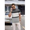 imageCOOFANDY Mens Mock Turtleneck Sweater Short Sleeve Casual Dress Sweater Slim Fit Pullover Basic Knit TeeGray Stripe