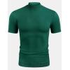 imageCOOFANDY Mens Mock Turtleneck Sweater Short Sleeve Casual Dress Sweater Slim Fit Pullover Basic Knit TeeGreen