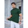 imageCOOFANDY Mens Mock Turtleneck Sweater Short Sleeve Casual Dress Sweater Slim Fit Pullover Basic Knit TeeGreen
