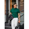 imageCOOFANDY Mens Mock Turtleneck Sweater Short Sleeve Casual Dress Sweater Slim Fit Pullover Basic Knit TeeGreen