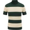 imageCOOFANDY Mens Mock Turtleneck Sweater Short Sleeve Casual Dress Sweater Slim Fit Pullover Basic Knit TeeGreen Stripe