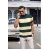 imageCOOFANDY Mens Mock Turtleneck Sweater Short Sleeve Casual Dress Sweater Slim Fit Pullover Basic Knit TeeGreen Stripe