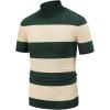 imageCOOFANDY Mens Mock Turtleneck Sweater Short Sleeve Casual Dress Sweater Slim Fit Pullover Basic Knit TeeGreen Stripe