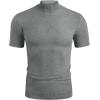 imageCOOFANDY Mens Mock Turtleneck Sweater Short Sleeve Casual Dress Sweater Slim Fit Pullover Basic Knit TeeGrey