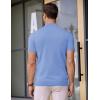 imageCOOFANDY Mens Mock Turtleneck Sweater Short Sleeve Casual Dress Sweater Slim Fit Pullover Basic Knit TeeLight Blue
