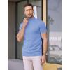 imageCOOFANDY Mens Mock Turtleneck Sweater Short Sleeve Casual Dress Sweater Slim Fit Pullover Basic Knit TeeLight Blue