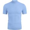 imageCOOFANDY Mens Mock Turtleneck Sweater Short Sleeve Casual Dress Sweater Slim Fit Pullover Basic Knit TeeLight Blue