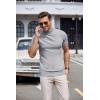 imageCOOFANDY Mens Mock Turtleneck Sweater Short Sleeve Casual Dress Sweater Slim Fit Pullover Basic Knit TeeLight Grey
