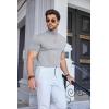 imageCOOFANDY Mens Mock Turtleneck Sweater Short Sleeve Casual Dress Sweater Slim Fit Pullover Basic Knit TeeLight Grey