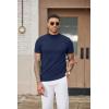 imageCOOFANDY Mens Mock Turtleneck Sweater Short Sleeve Casual Dress Sweater Slim Fit Pullover Basic Knit TeeNavy Blue