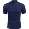 imageCOOFANDY Mens Mock Turtleneck Sweater Short Sleeve Casual Dress Sweater Slim Fit Pullover Basic Knit TeeNavy Blue