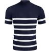 imageCOOFANDY Mens Mock Turtleneck Sweater Short Sleeve Casual Dress Sweater Slim Fit Pullover Basic Knit TeeNavy Stripe