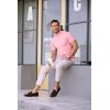 imageCOOFANDY Mens Mock Turtleneck Sweater Short Sleeve Casual Dress Sweater Slim Fit Pullover Basic Knit TeePink