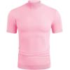 imageCOOFANDY Mens Mock Turtleneck Sweater Short Sleeve Casual Dress Sweater Slim Fit Pullover Basic Knit TeePink