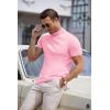 imageCOOFANDY Mens Mock Turtleneck Sweater Short Sleeve Casual Dress Sweater Slim Fit Pullover Basic Knit TeePink