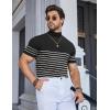 imageCOOFANDY Mens Mock Turtleneck Sweater Short Sleeve Casual Dress Sweater Slim Fit Pullover Basic Knit TeeStriped Black  White