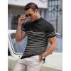 imageCOOFANDY Mens Mock Turtleneck Sweater Short Sleeve Casual Dress Sweater Slim Fit Pullover Basic Knit TeeStriped Black  White