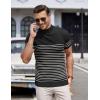 imageCOOFANDY Mens Mock Turtleneck Sweater Short Sleeve Casual Dress Sweater Slim Fit Pullover Basic Knit TeeStriped Black  White