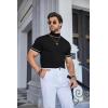 imageCOOFANDY Mens Mock Turtleneck Sweater Short Sleeve Casual Dress Sweater Slim Fit Pullover Basic Knit TeeStriped Black