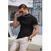 imageCOOFANDY Mens Mock Turtleneck Sweater Short Sleeve Casual Dress Sweater Slim Fit Pullover Basic Knit TeeStriped Black