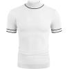 imageCOOFANDY Mens Mock Turtleneck Sweater Short Sleeve Casual Dress Sweater Slim Fit Pullover Basic Knit TeeStriped White